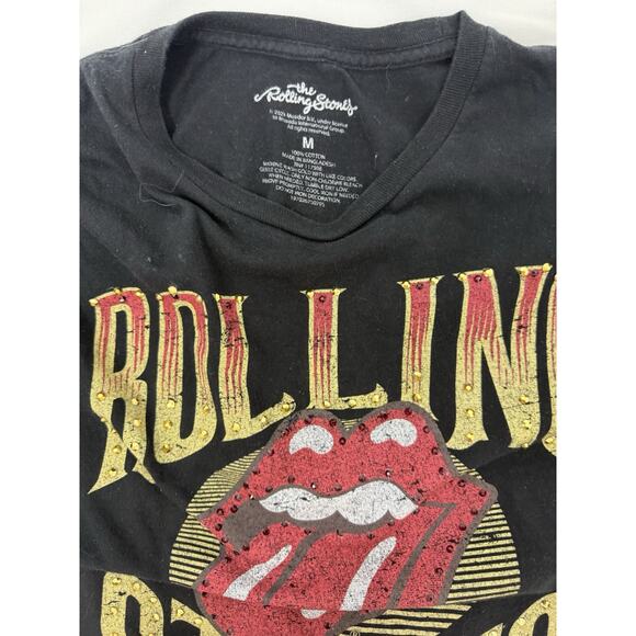 Authentic rolling stones black tee w rhinestones - Picture 5 of 12
